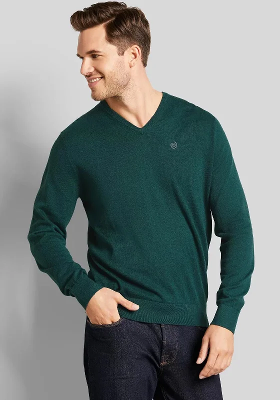 Bugatti V Neck Sweater, Bottle GreenPlush Knit Tops