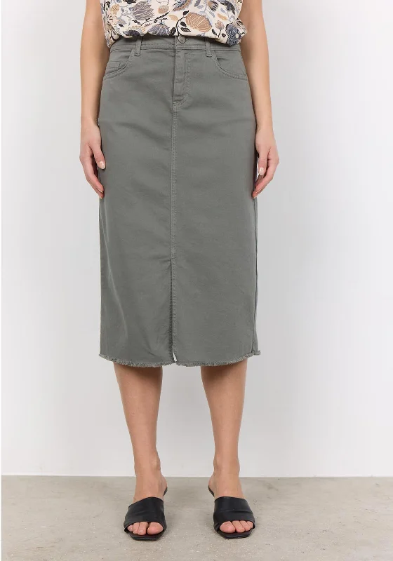 Soyaconcept Erna Cotton Denim Midi Skirt, Sage GreenWrap-around Skirt