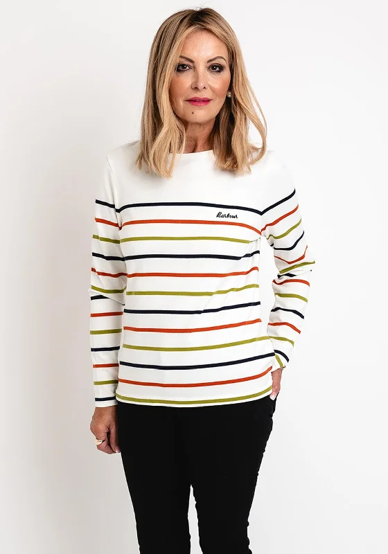 Barbour Womens Hawkins Striped Light Sweater, White MultiRetro Knit Tops