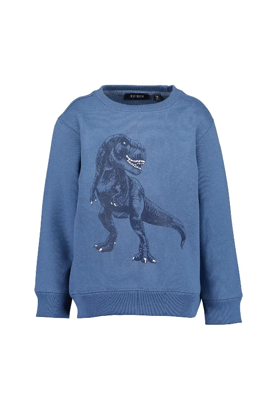 Blue Seven Boy Dino Long Sleeve Sweater, BlueButton-Up Knit Tops