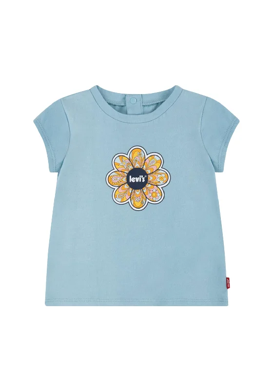 Quick-Dry Short Sleeve TopsLevi’s Baby Girl Floral Graphic Short Sleeve Tee, Porcelain Blue