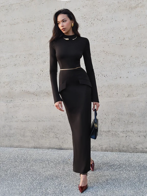 Minimalist Slim Long Dress Without BeltSchool Dress