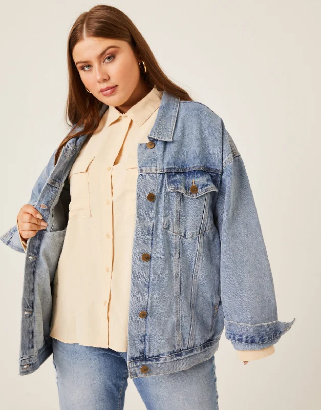 Plus Size Boyfriend Denim JacketWomen's dating tops