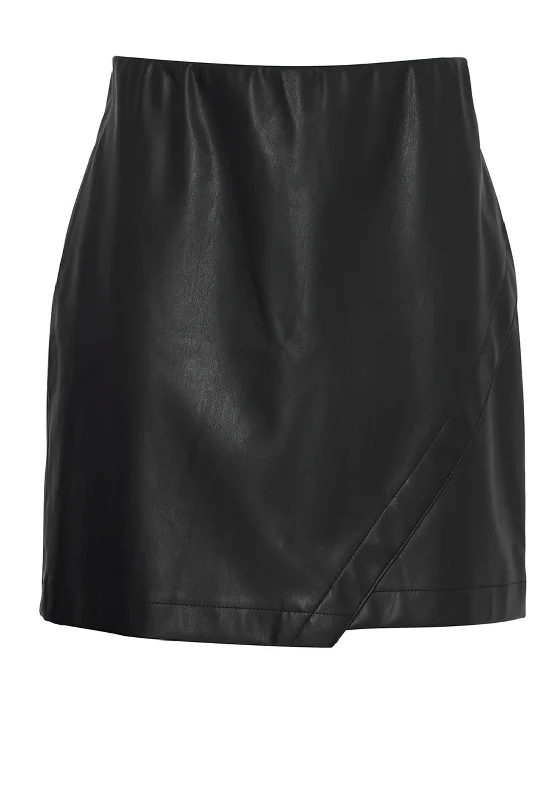 B.Young Daja Faux Leather Mini Wrap Skirt, BlackA-line Skirt