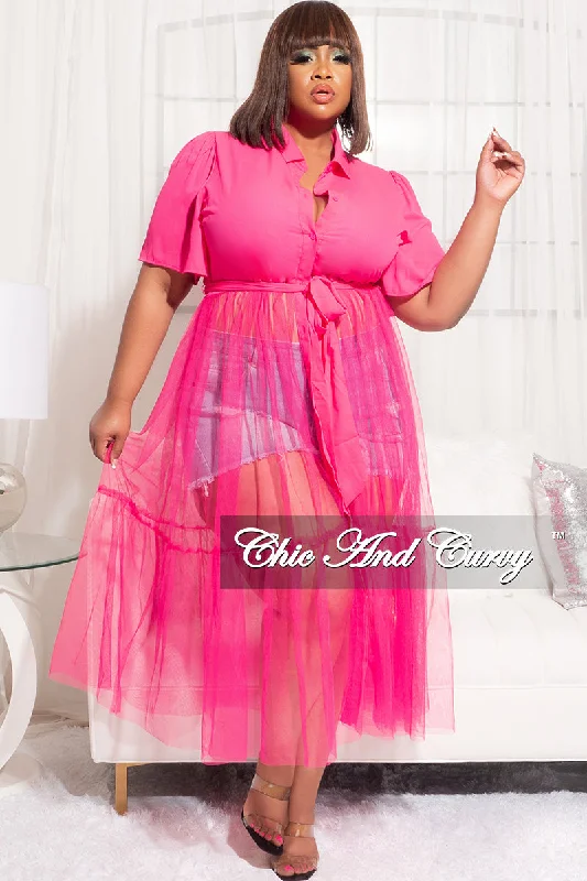 Final Sale Plus Size Top with Sheer Detail in FuchsiaPlus size women's evening tops