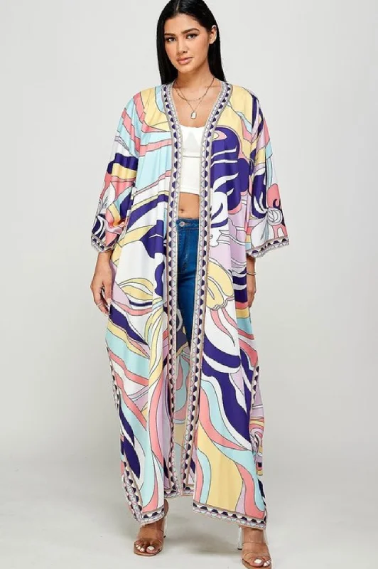 Final Sale Plus Size Caftan in Purple Multi Color PrintPlus size women's chiffon tops