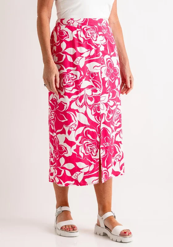 Vero Moda Linna Linen Blend Midi Skirt, Raspberry SorbetSarong