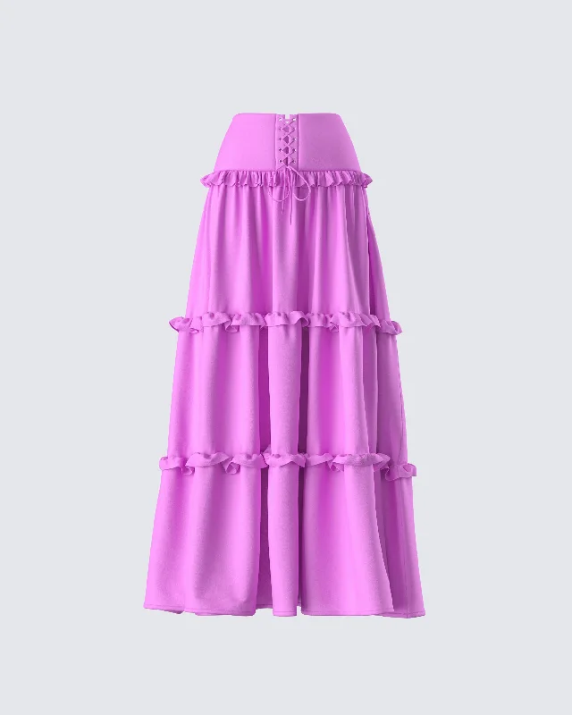 Fabiana Lilac Tiered Maxi SkirtParty Skirt