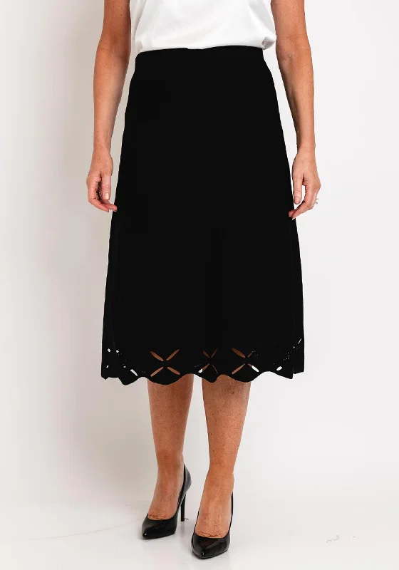 Gerry Weber Cut-Out Pattern Trim Midi Skirt, BlackPolka-dot Skirt