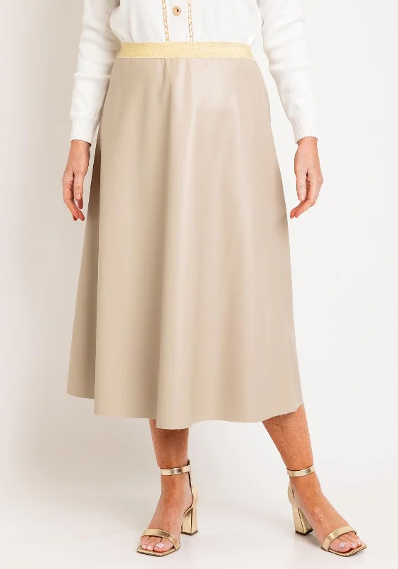 Malissa J One Size Faux Leather A-line Midi Skirt, StoneOffice Skirt