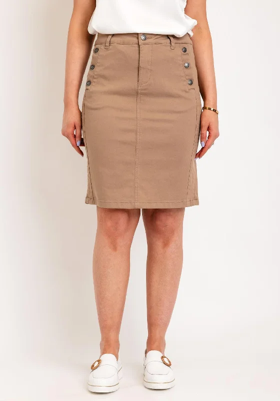 Fransa Lomax Knee Length Skirt, TanCulotte Skirt