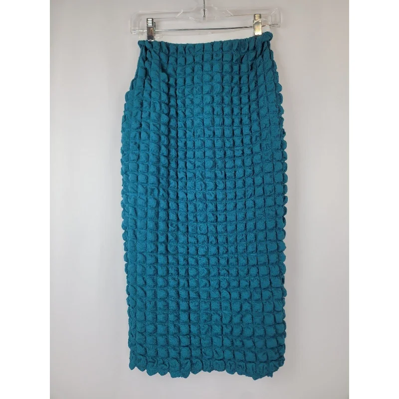 Amanda Uprichard New York Teal Stretchy Popcorn Bubble Skirt Size SmallFloral Skirt