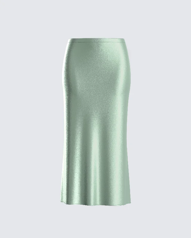 Shae Green Satin Midi SkirtPrairie Skirt