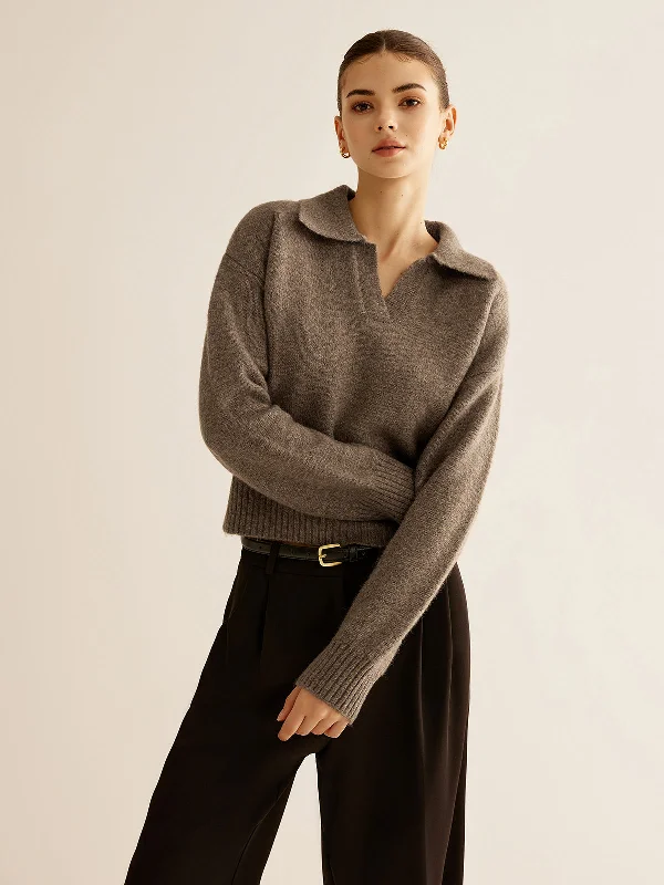 Wool-Blend Polo SweaterSummer Knit Tops