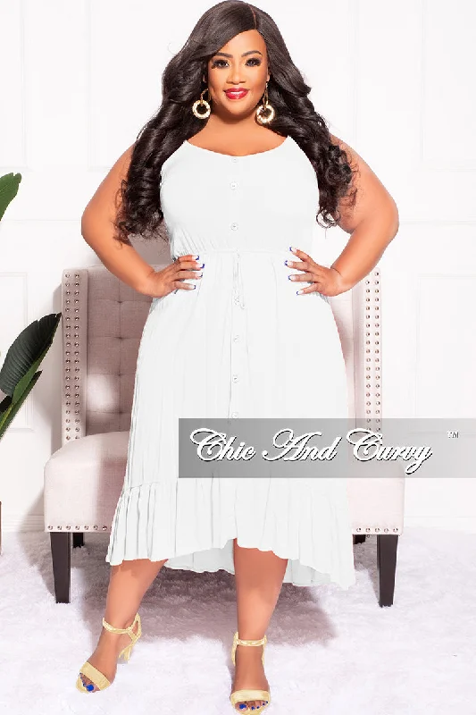 Final Sale Plus Size Spaghetti Strap Dress in Off WhiteLarge women's oversize tops