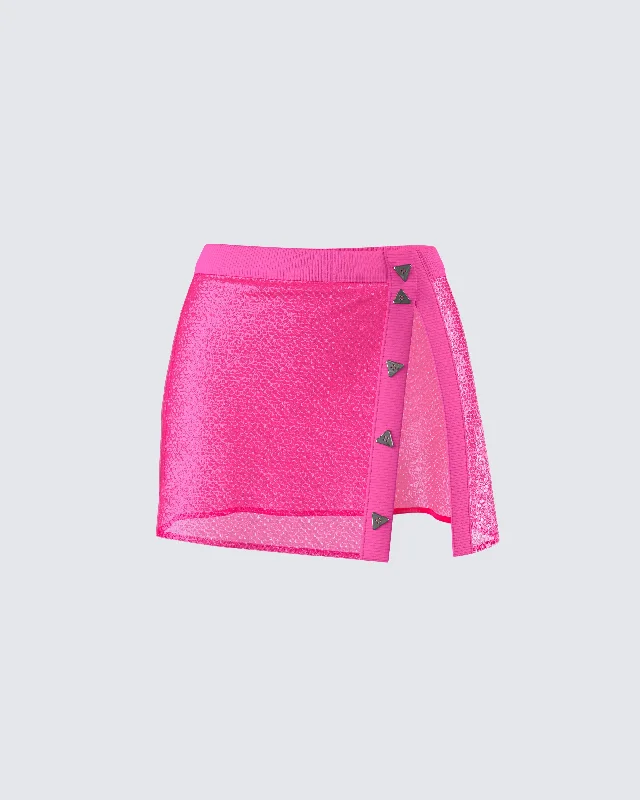 Irie Pink Sequin Mini SkirtSlit Skirt