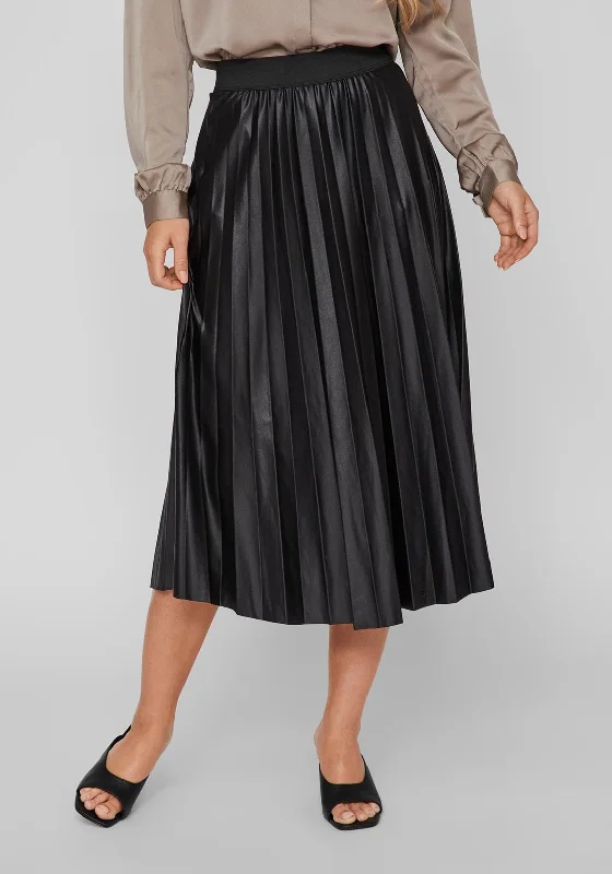 Vila Nitman Pleasted Midi Skirt, BlackMilitary Skirt