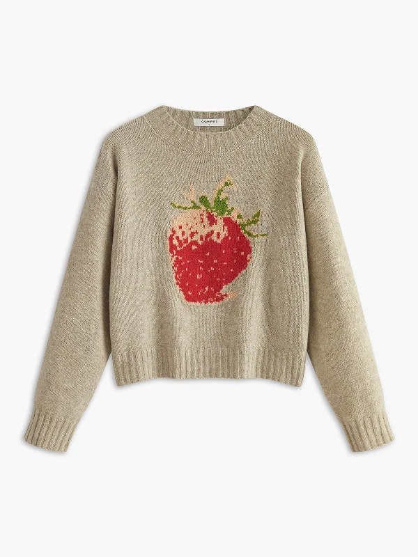 Crew Neck Strawberry Warm SweaterLimited Edition Knit Tops