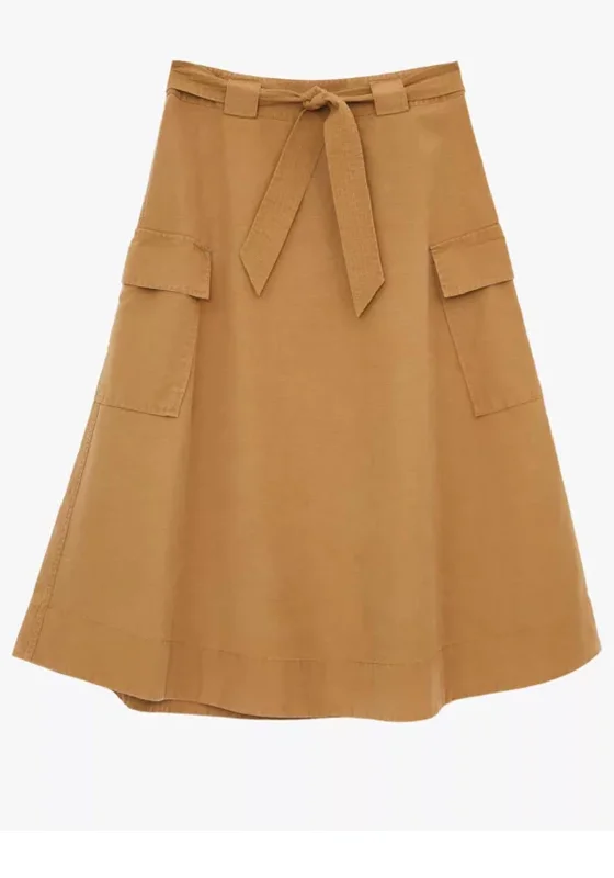 White Stuff Ashley A-Line Midi Skirt, Mid BrownOffice Skirt