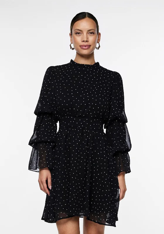 Y.A.S Eleanor Ruffle Sleeve Polka Dot Mini Dress, BlackMidi Dress