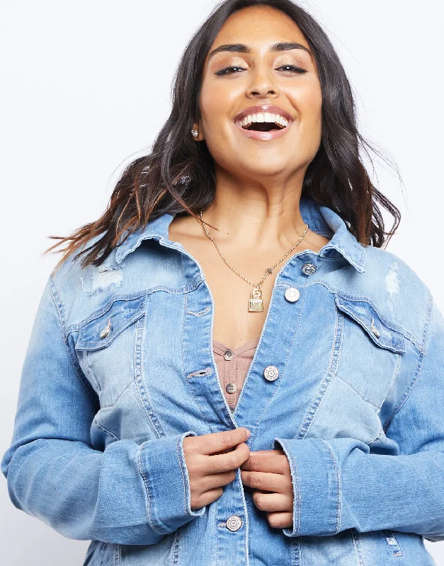 Plus Size Dreamy Denim JacketKnitted 