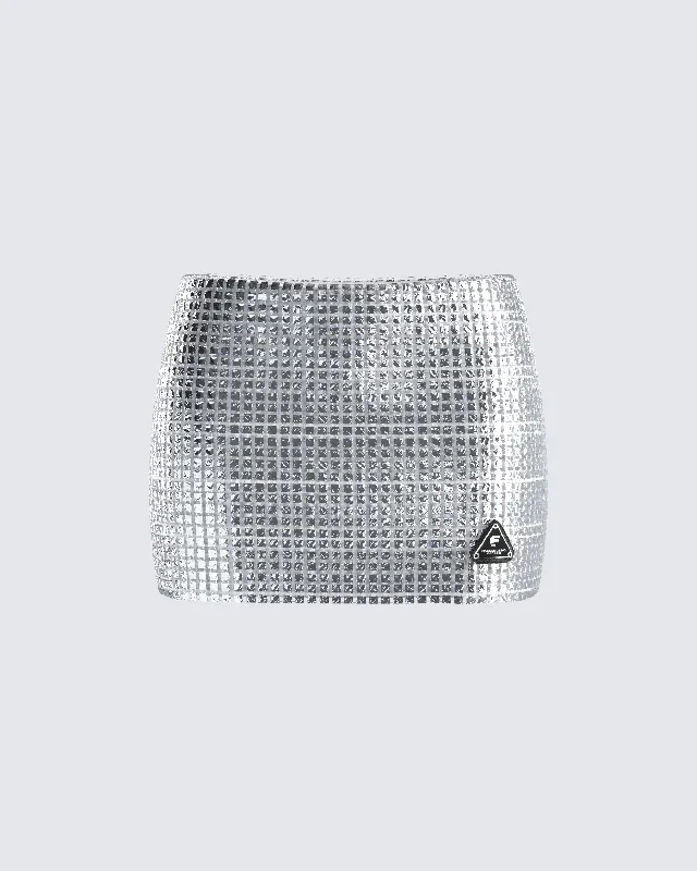 Liora Silver Rhinestone Mini SkirtDirndl Skirt