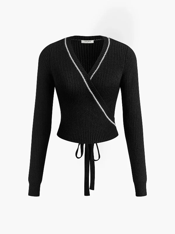 Criss Cross Lace Up SweaterWinter Knit Tops