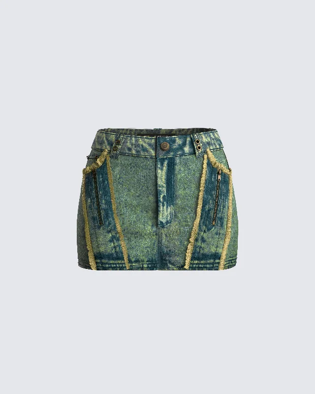 Sima Green Tint Denim Mini SkirtMini Skirt