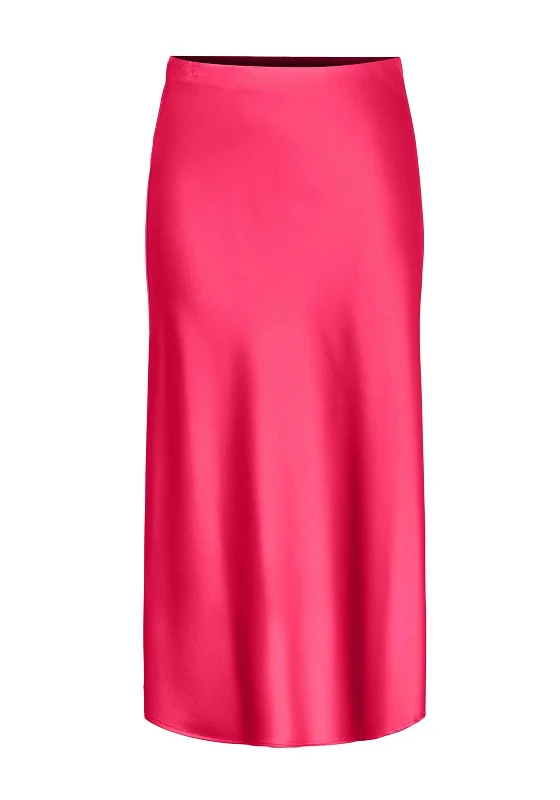 Y.A.S Pella High Waist Satin Midi Skirt, Raspberry SorbetPencil Skirt