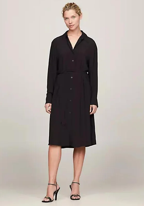 Tommy Hilfiger Tie Waist Midi Shirt Dress, BlackCocktail Dress