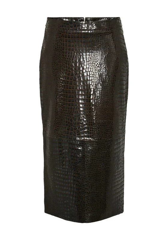 Y.A.S Siris Leather Midi Skirt, Hot FudgeLace Skirt