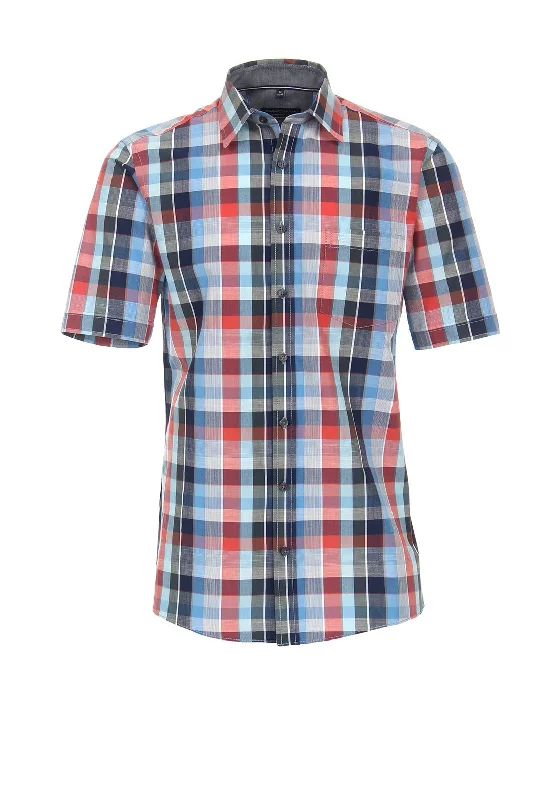 Designer Short Sleeve TopsCasa Moda Short Sleeve Checked Shirt, Red Multi