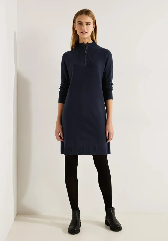 Cecil Cosy Half Zip Troyer Mini Dress, Night Sky BlueA-line Dress