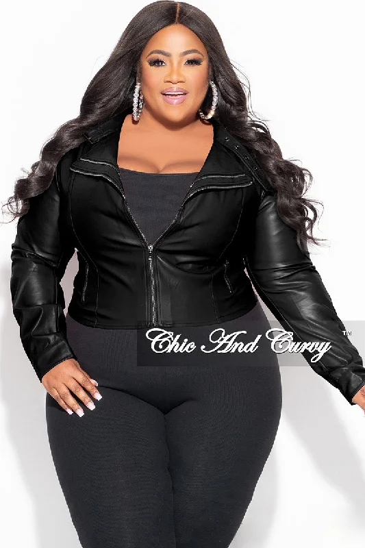 Final Sale Plus Size Biker Jacket in BlackLarge women's belly-baring tops