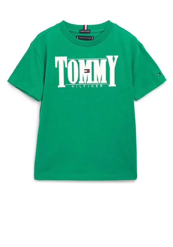 Polyester Short Sleeve TopsTommy Hilfiger Boy Cord Applique Short Sleeve Tee, Green