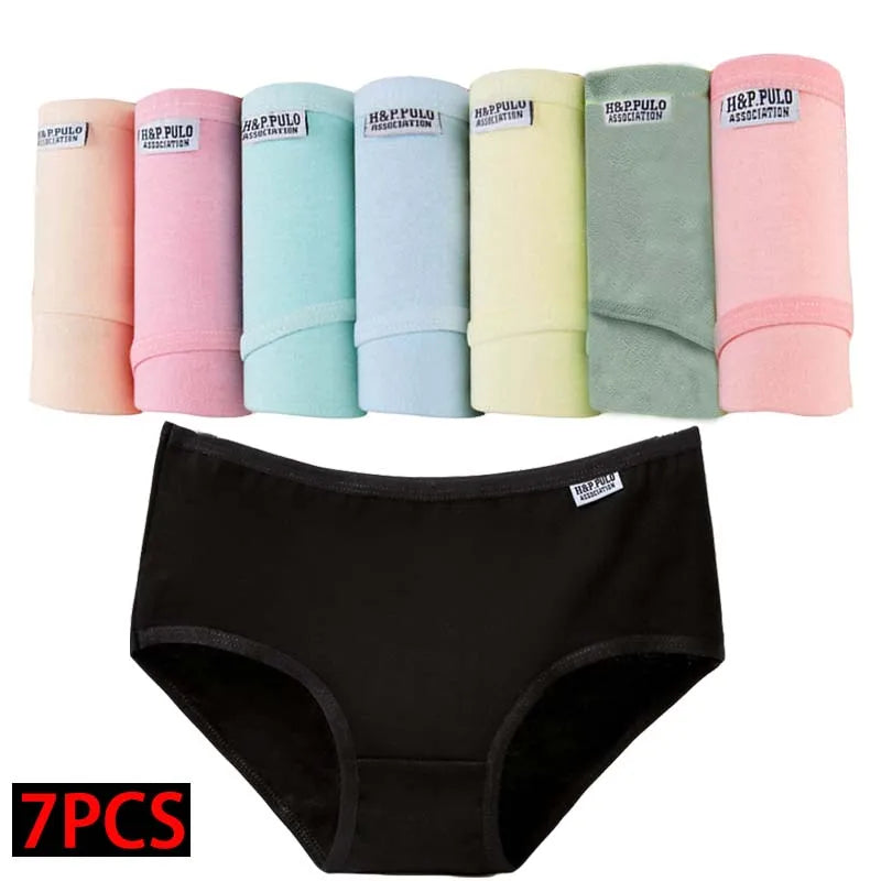 7Pcs/Lot Cotton Underwear Panties Women's Plus Size Girls Briefs Sexy Pantys Women Lingeries Seamless Underpants Solid FemalePlus size women's ruffle tops