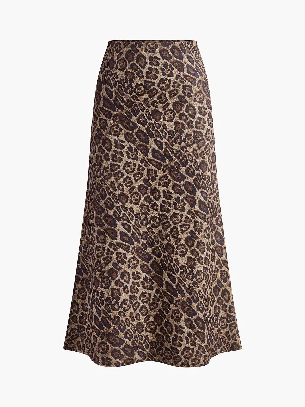 Mid-Waist Leopard Printed SkirtSarong