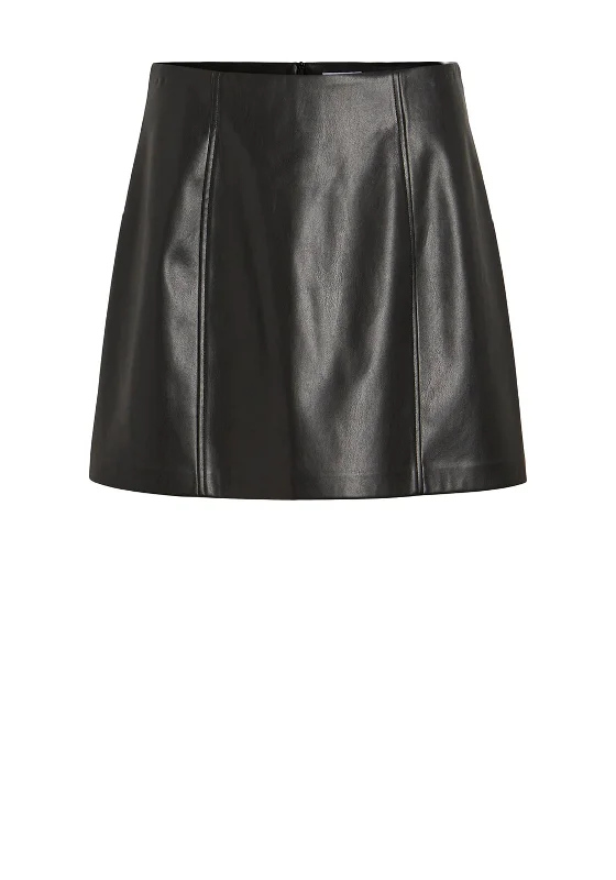 Vila Bellis Faux Leather Mini Skirt, BlackWrap-around Skirt