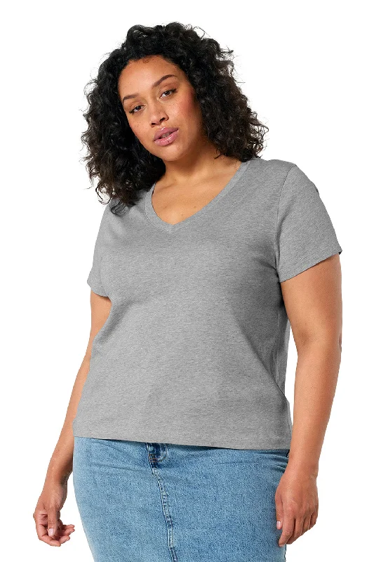 Slim Fit Short Sleeve TopsStanley/Stella Womens Isla Short Sleeve V-Neck T-Shirt - Heather Grey - NEW