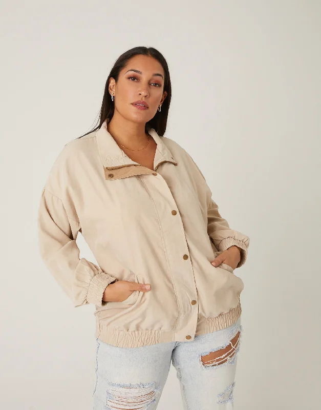 Plus Size Faux Suede Lightweight JacketWomen's designer tops