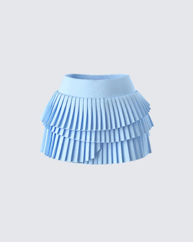 Evalina Blue Pleated Mini SkirtCircle Skirt