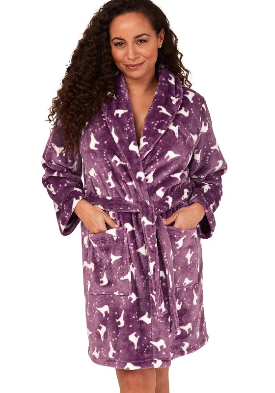 Indigo Sky Polar Bear Fleece Wrap Dressing Gown, OrchidShift Dress