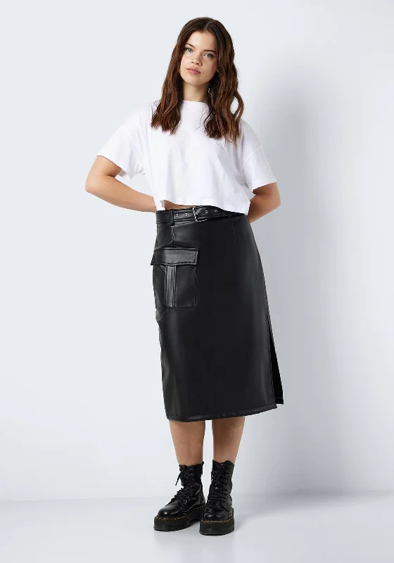 Noisy May Paula PU Midi Cargo Skirt, BlackMidi Skirt