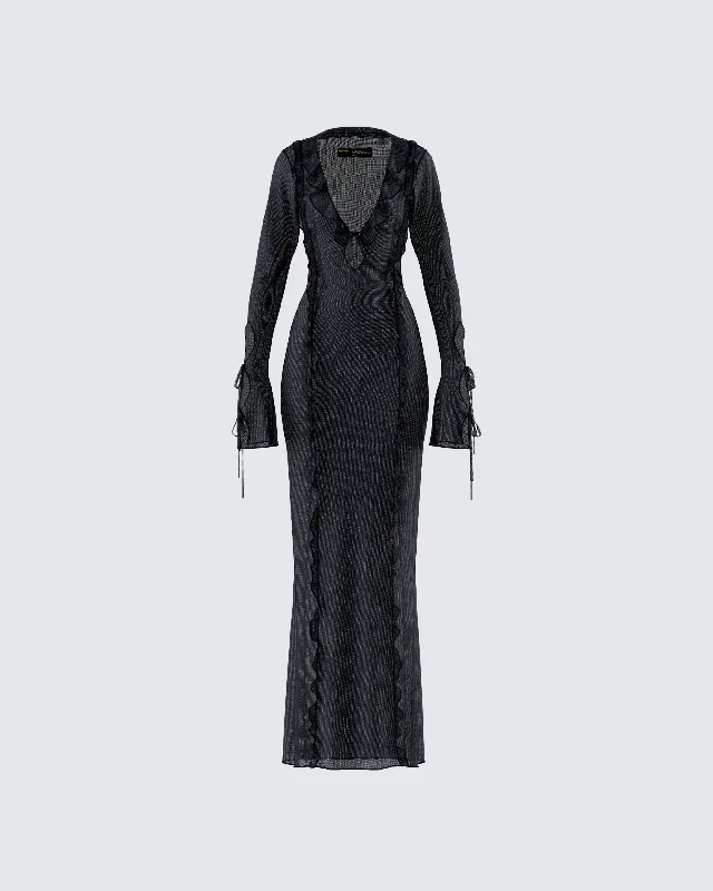 Florence Black Mesh Maxi DressSequin Dress