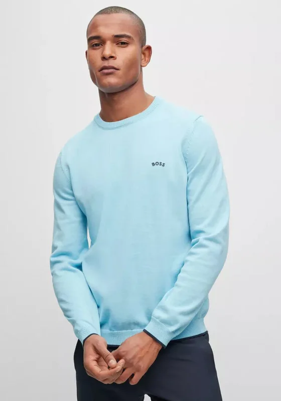 Hugo Boss Rallo Round Neck Sweater, Light BlueFleece Knit Tops