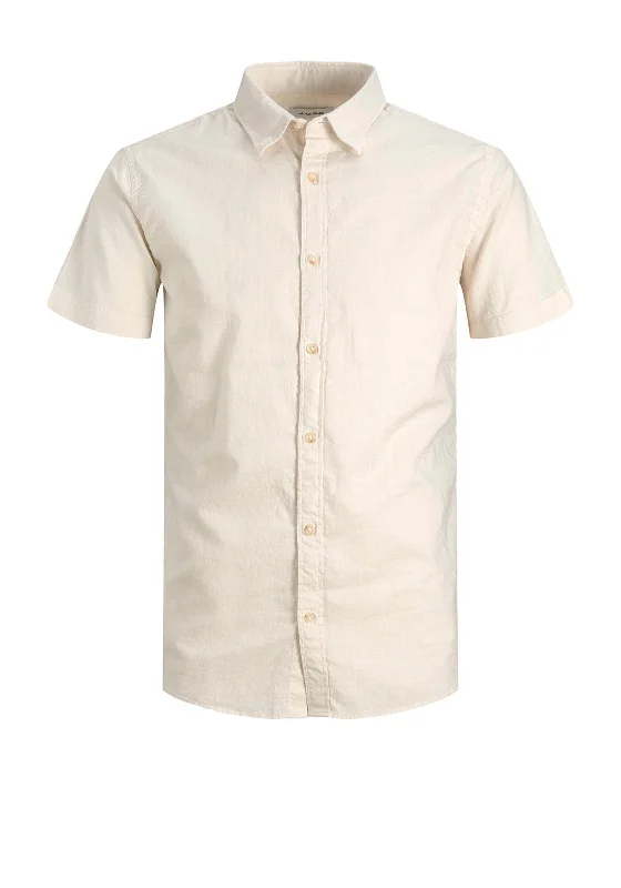 Crewneck Short Sleeve TopsJack & Jones Slub Short Sleeve Shirt, Cloud Dancer