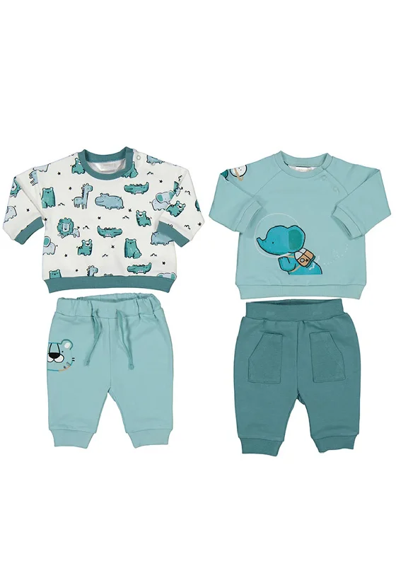 Mayoral Baby Boy 4 Piece Sweater and Jogger Set, BlueFestival Knit Tops