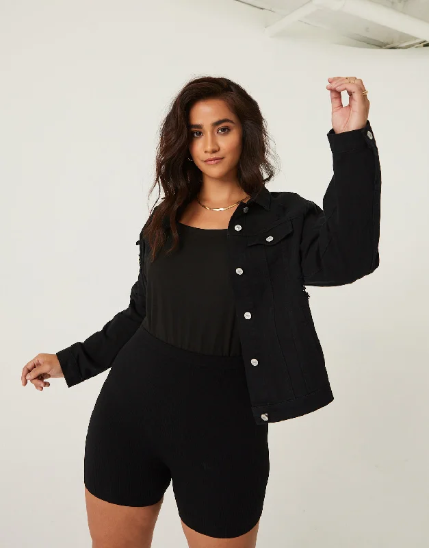 Plus Size Mesmerized Denim JacketKnit Top