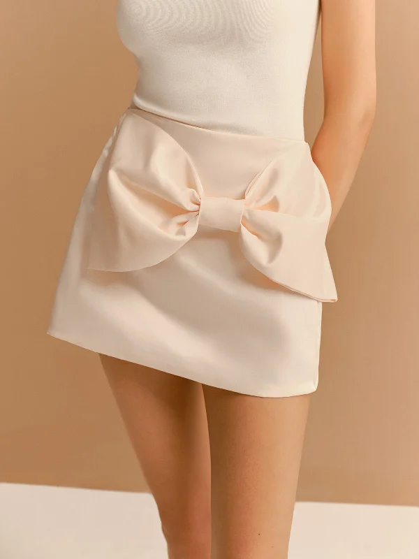 Mid-Waist Bow Decor A-Line Mini SkirtEdwardian Skirt