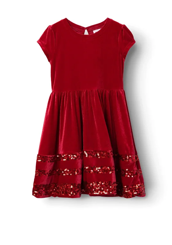 Name It Kid Girl Revel Velour Dress, Jester RedReflective Dress